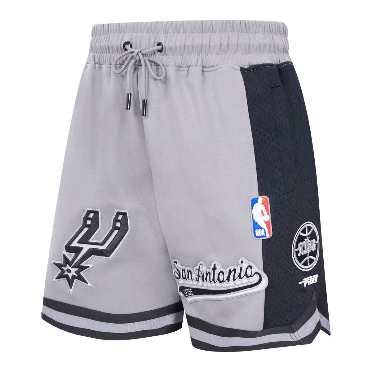 NBA SAN ANTONIO SPURS SCRIPT TAIL MEN'S DOUBLE KNIT 2.0 SHORT (GRAY/BLACK)