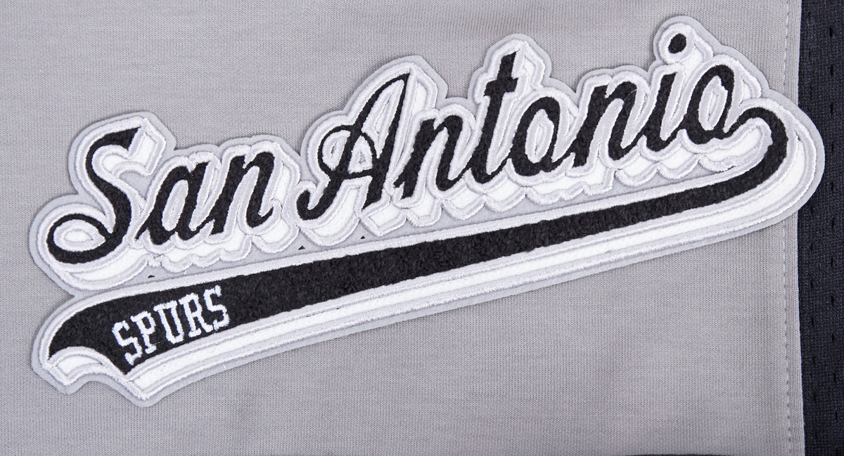 NBA SAN ANTONIO SPURS SCRIPT TAIL MEN'S DOUBLE KNIT 2.0 SHORT (GRAY/BLACK)