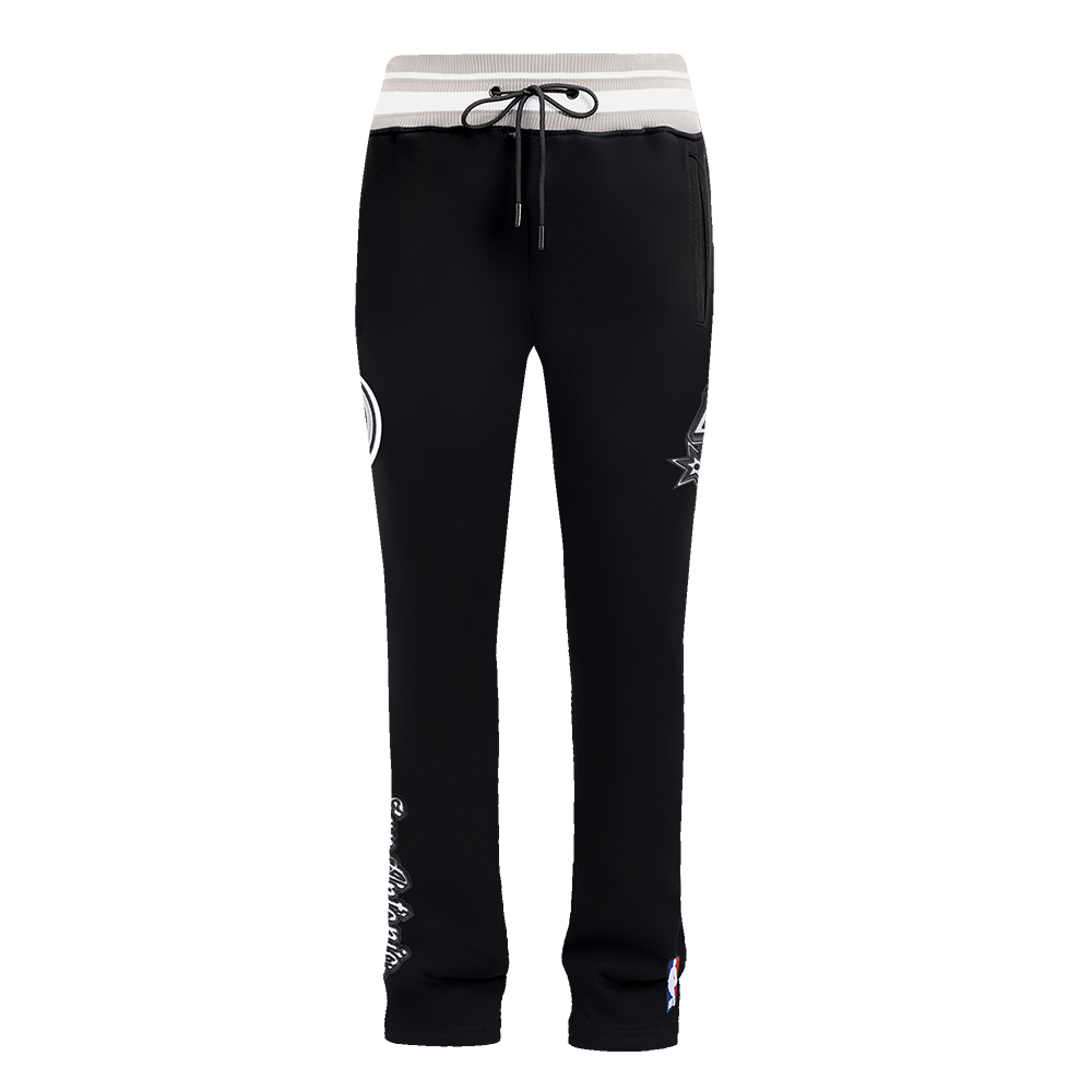 NBA SAN ANTONIO SPURS SCRIPT TAIL MEN'S RIB FLEECE SWEATPANT (BLACK/GRAY)