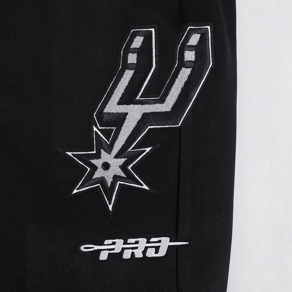 NBA SAN ANTONIO SPURS CLASSIC PANTALON JOGGER EN MAILLE DOUBLE ET CHENILLE POUR HOMME (NOIR)