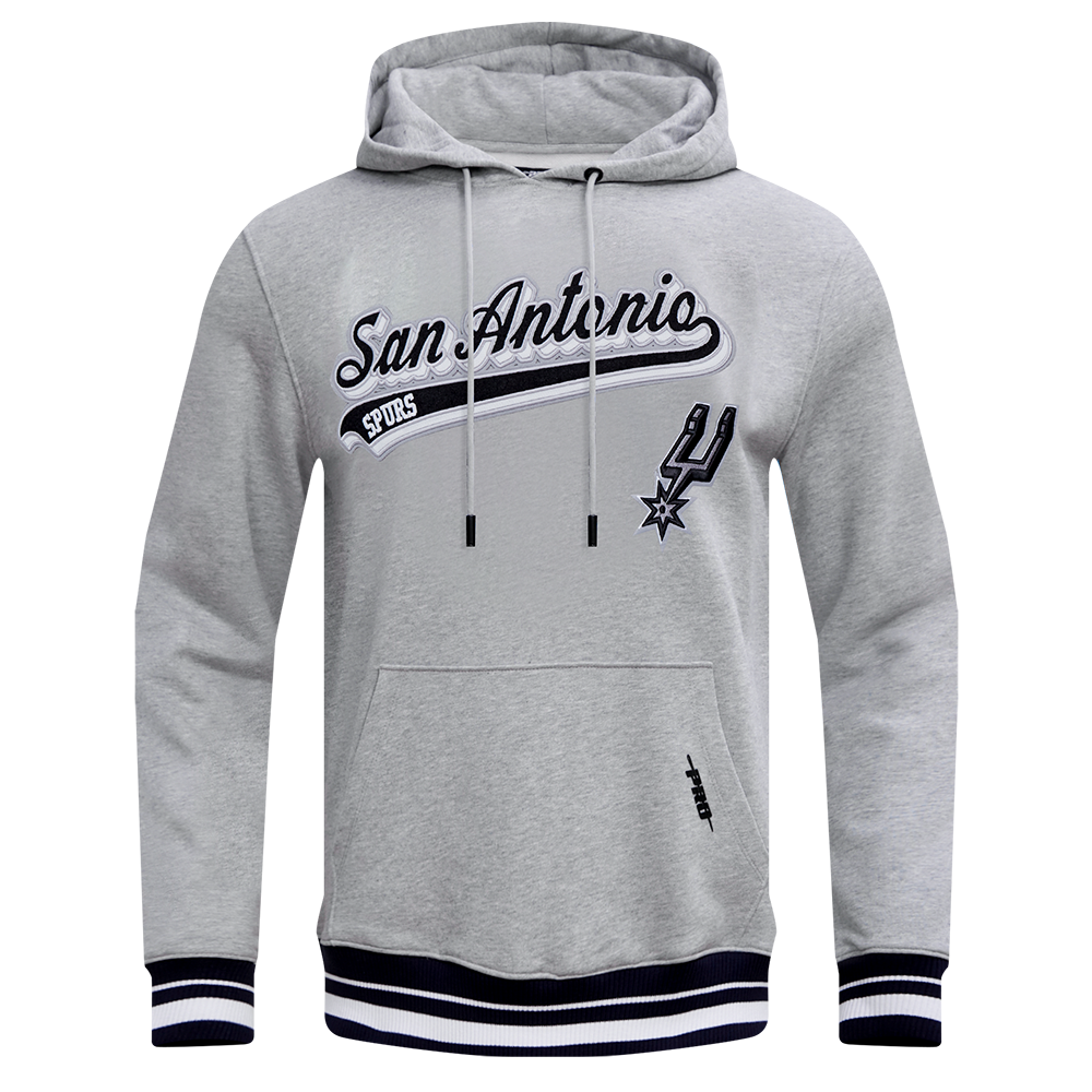 NBA SAN ANTONIO SPURS SCRIPT TAIL CHANDAIL À CAPUCHON EN MOLLETON CÔTELÉ POUR HOMME (GRIS CHINÉ/NOIR)