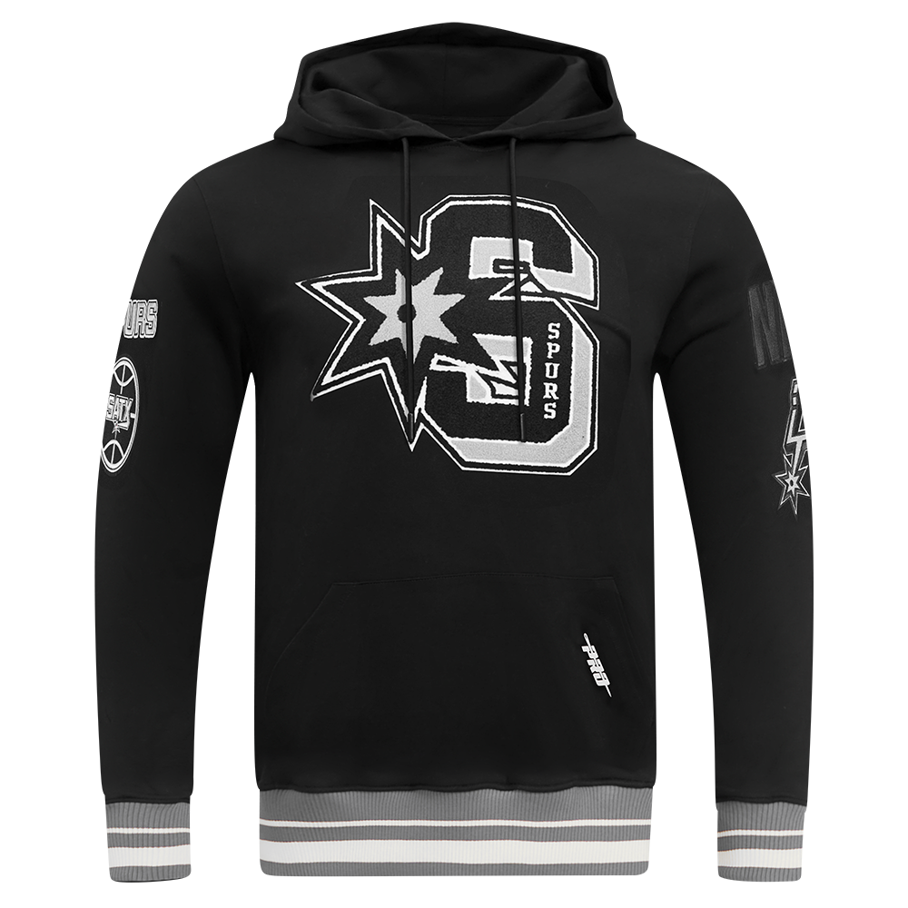 NBA SAN ANTONIO SPURS MASHUP MEN'S RIB PULLOVER HOODIE (BLACK/GRAY)