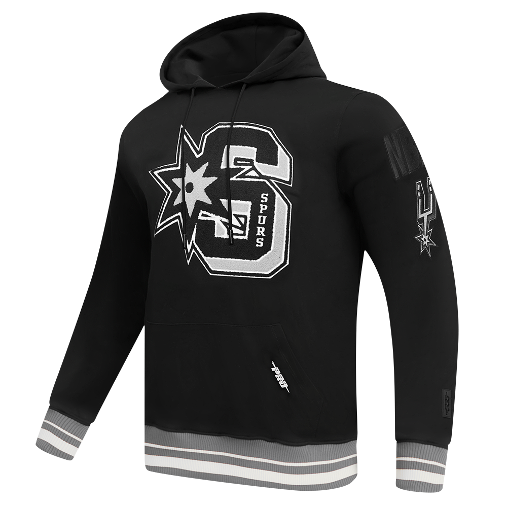 NBA SAN ANTONIO SPURS MASHUP MEN'S RIB PULLOVER HOODIE (BLACK/GRAY)