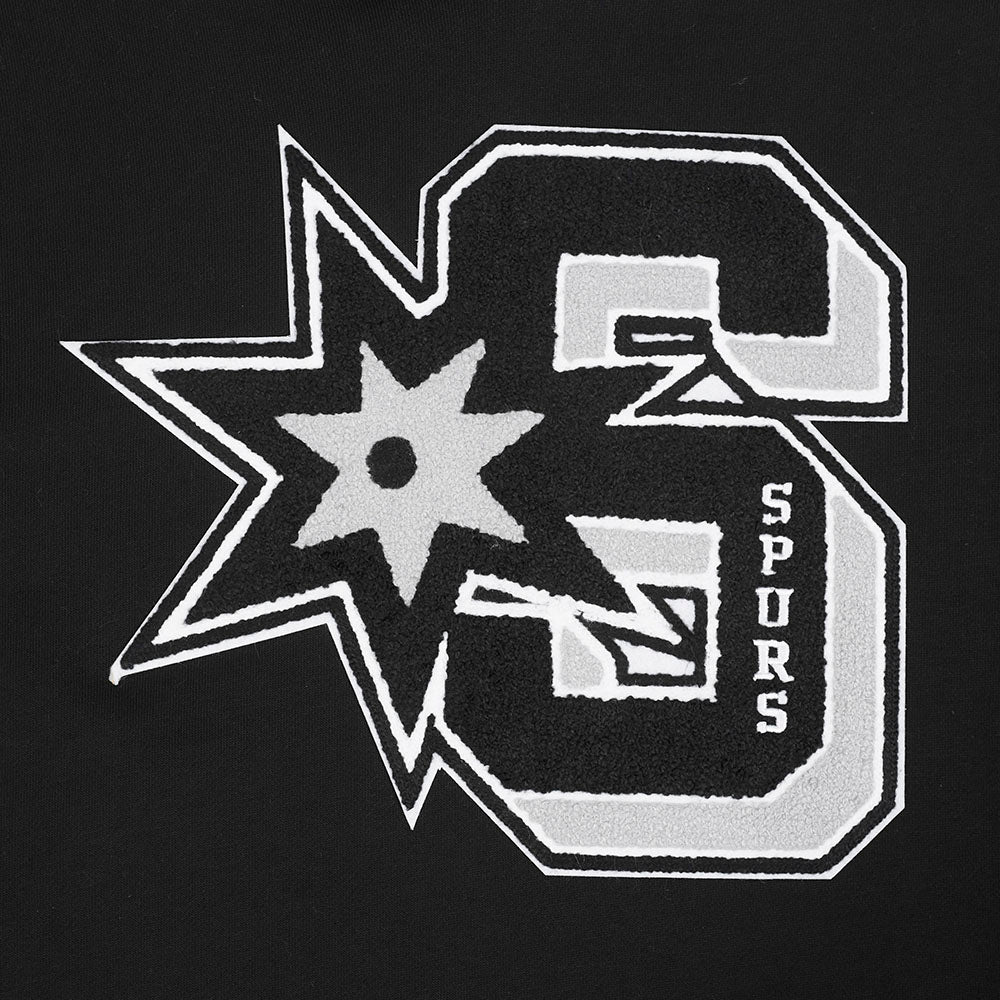 NBA SAN ANTONIO SPURS MASHUP MEN'S RIB PULLOVER HOODIE (BLACK/GRAY)