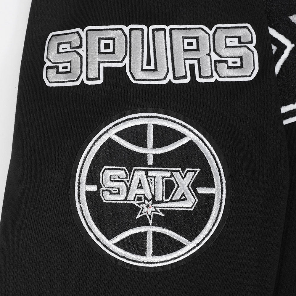 NBA SAN ANTONIO SPURS MASHUP MEN'S RIB PULLOVER HOODIE (BLACK/GRAY)