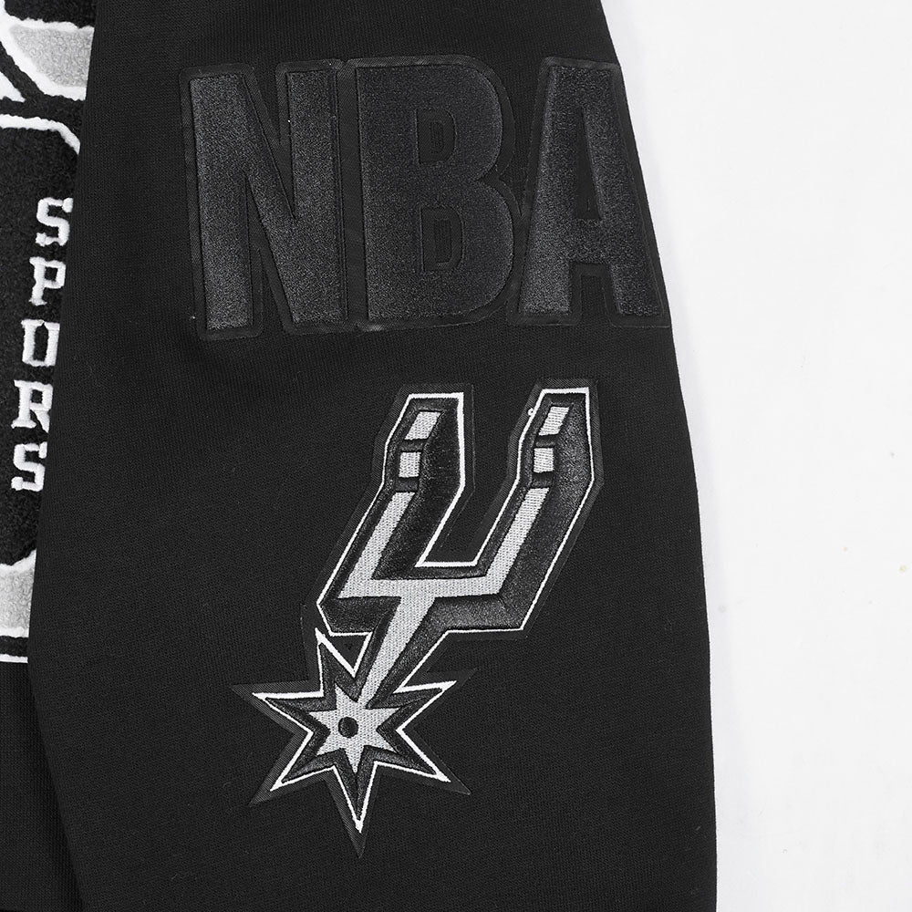 NBA SAN ANTONIO SPURS MASHUP MEN'S RIB PULLOVER HOODIE (BLACK/GRAY)