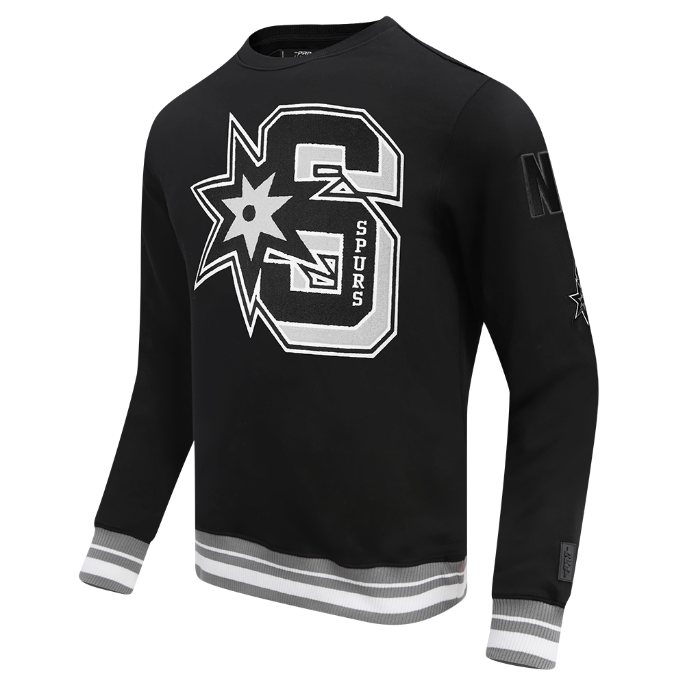 NBA SAN ANTONIO SPURS MASHUP MEN'S RIB CREWNECK (BLACK/GRAY)