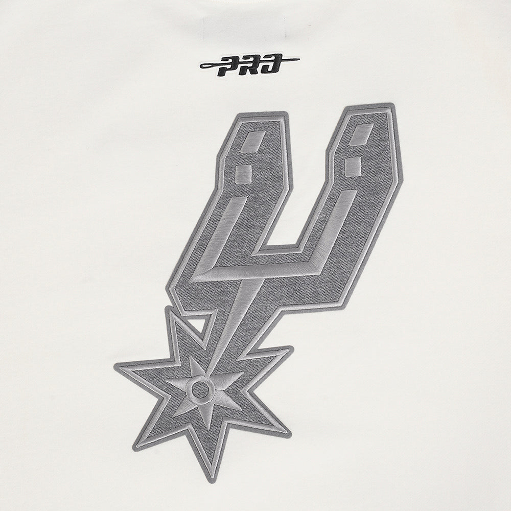NBA SAN ANTONIO SPURS REVERSE FRENCH TERRY CHANDAIL À COL ROND EN MOLLETON À ÉPAULES TOMBANTES POUR HOMME (COQUILLE D'ŒUF)