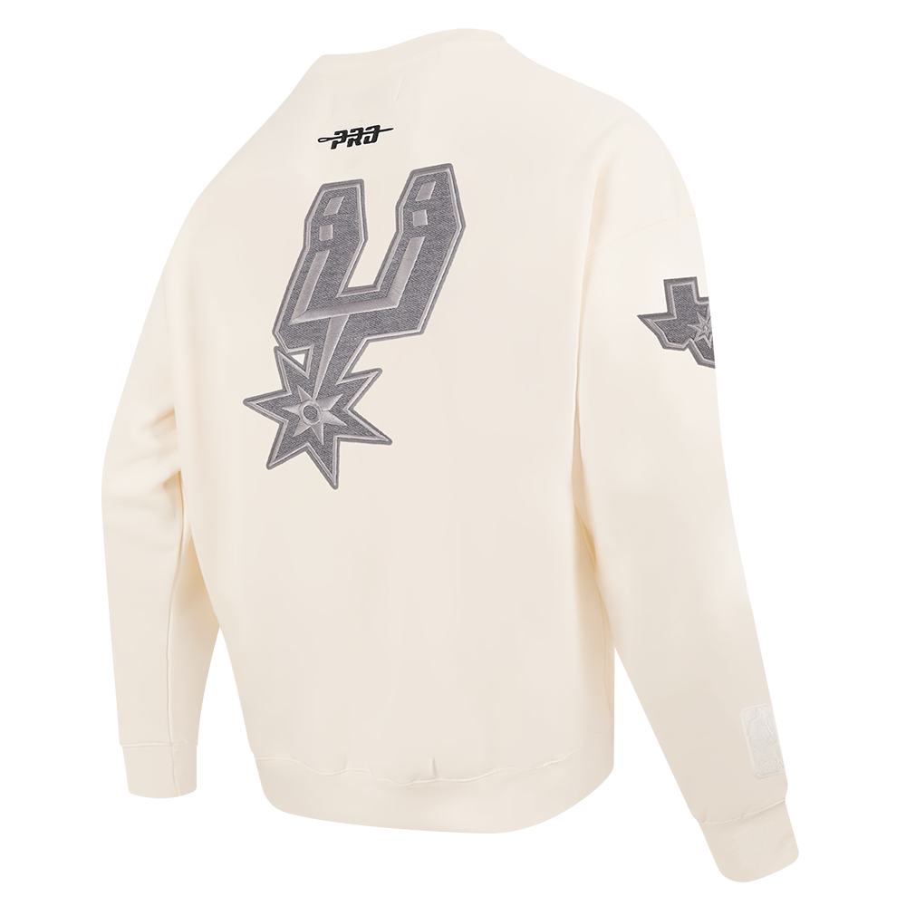 NBA SAN ANTONIO SPURS REVERSE FRENCH TERRY CHANDAIL À COL ROND EN MOLLETON À ÉPAULES TOMBANTES POUR HOMME (COQUILLE D'ŒUF)