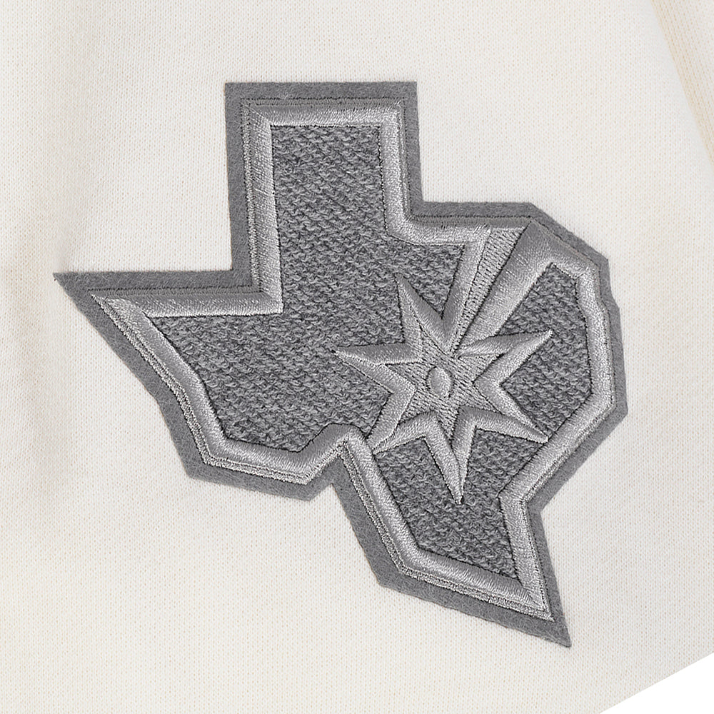 NBA SAN ANTONIO SPURS REVERSE FRENCH TERRY CHANDAIL À COL ROND EN MOLLETON À ÉPAULES TOMBANTES POUR HOMME (COQUILLE D'ŒUF)