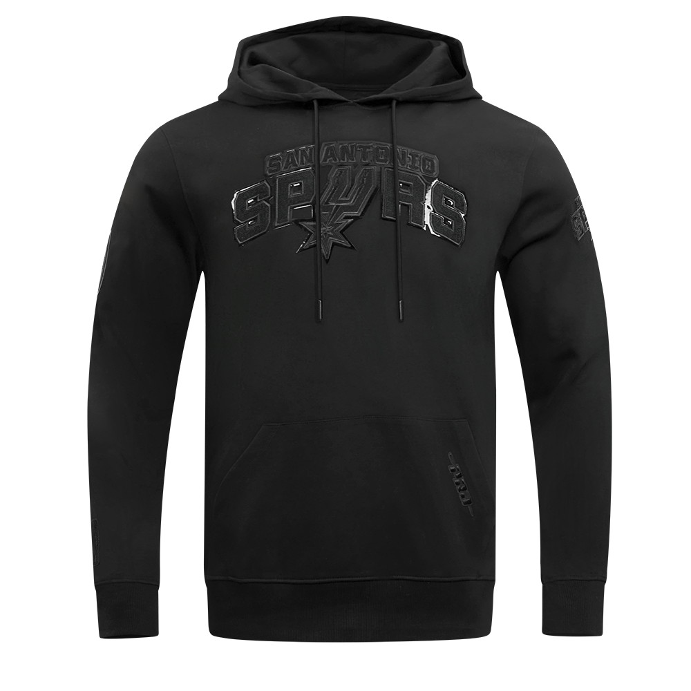 NBA SAN ANTONIO SPURS CLASSIC MEN'S CHENILLE 3BK DK PO HOODIE (TRIPLE BLACK)