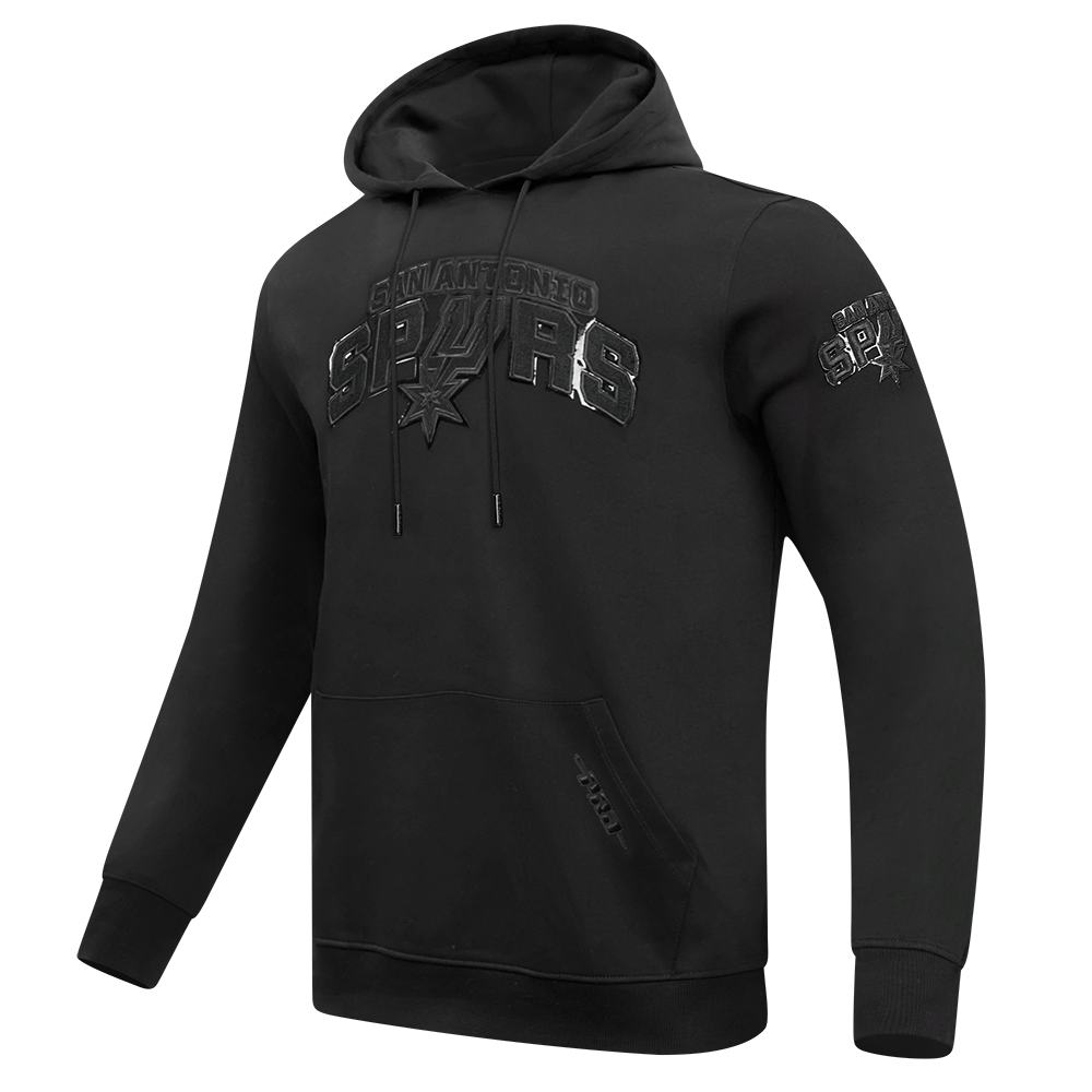NBA SAN ANTONIO SPURS CLASSIC MEN'S CHENILLE 3BK DK PO HOODIE (TRIPLE BLACK)