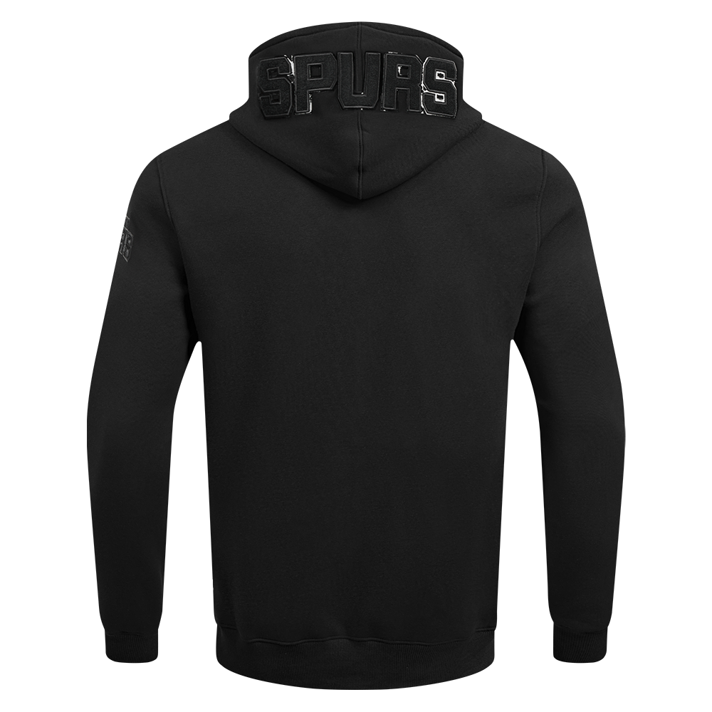 NBA SAN ANTONIO SPURS CLASSIC MEN'S CHENILLE 3BK DK PO HOODIE (TRIPLE BLACK)