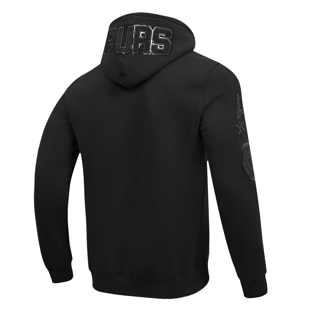 NBA SAN ANTONIO SPURS CLASSIC MEN'S CHENILLE 3BK DK PO HOODIE (TRIPLE BLACK)