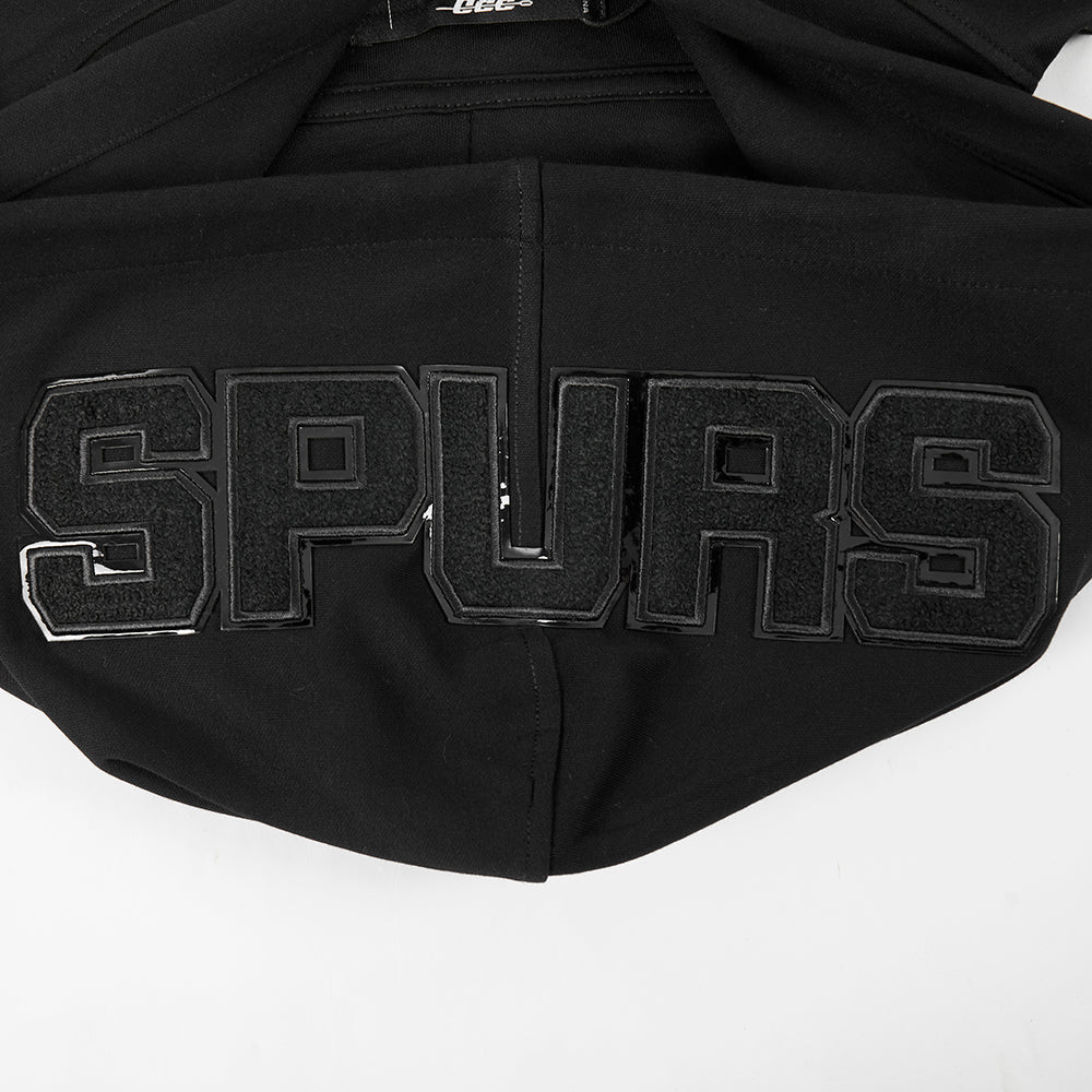 NBA SAN ANTONIO SPURS CLASSIC MEN'S CHENILLE 3BK DK PO HOODIE (TRIPLE BLACK)