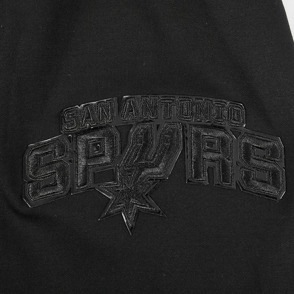 NBA SAN ANTONIO SPURS CLASSIC MEN'S CHENILLE 3BK DK PO HOODIE (TRIPLE BLACK)