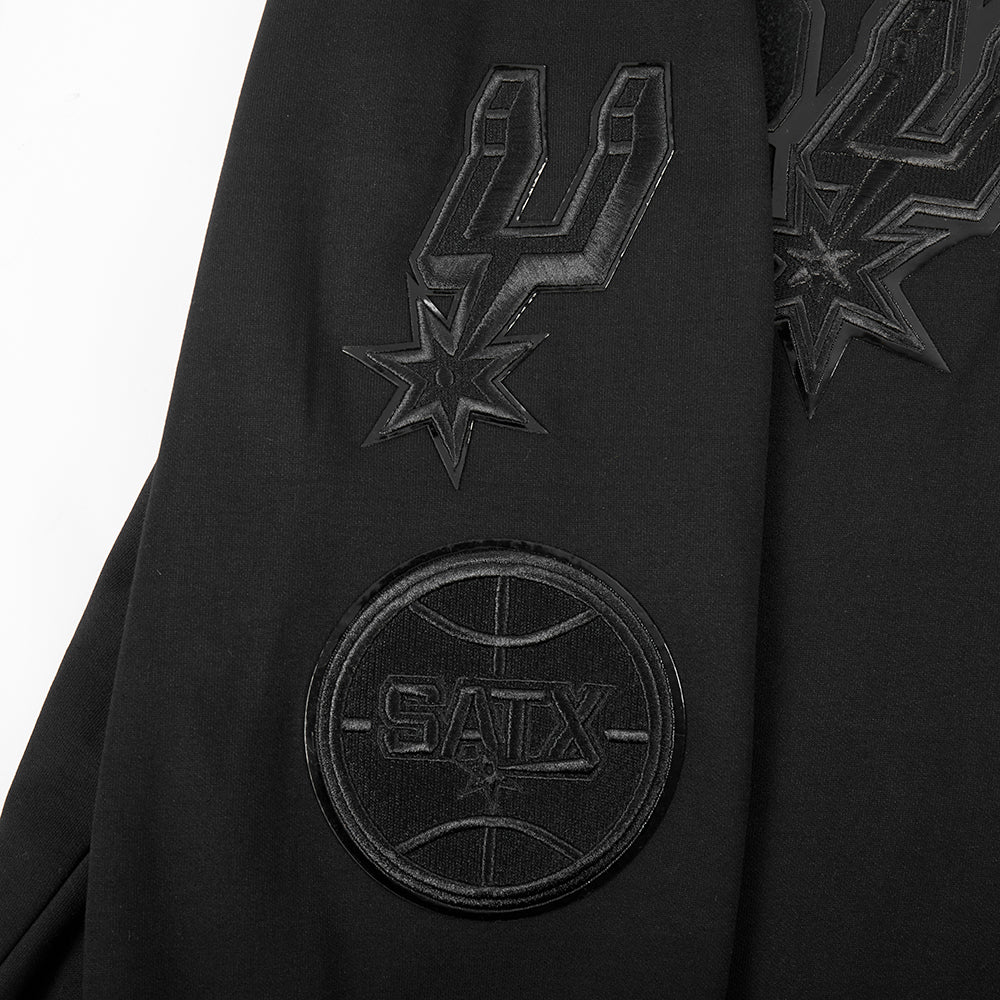 NBA SAN ANTONIO SPURS CLASSIC MEN'S CHENILLE 3BK DK PO HOODIE (TRIPLE BLACK)