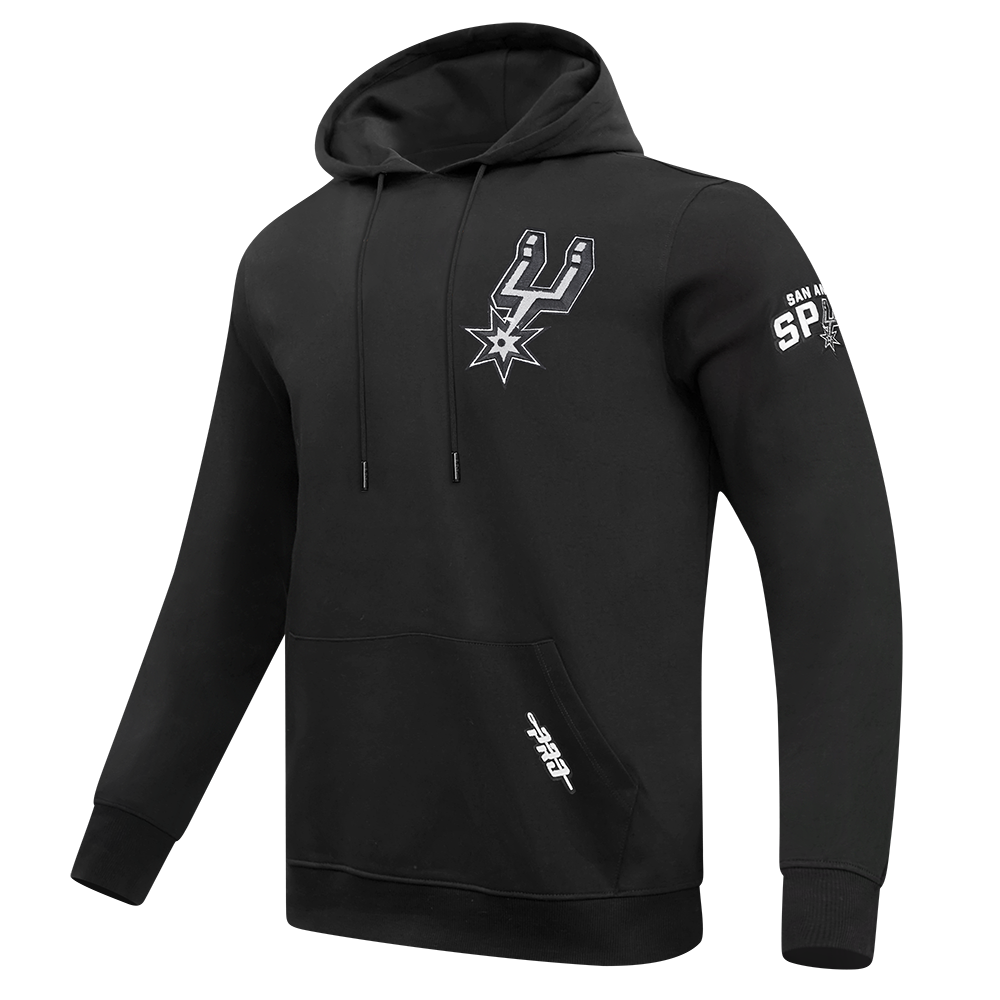 NBA SAN ANTONIO SPURS CLASSIC MEN'S CHENILLE DK PO HOODIE (BLACK)