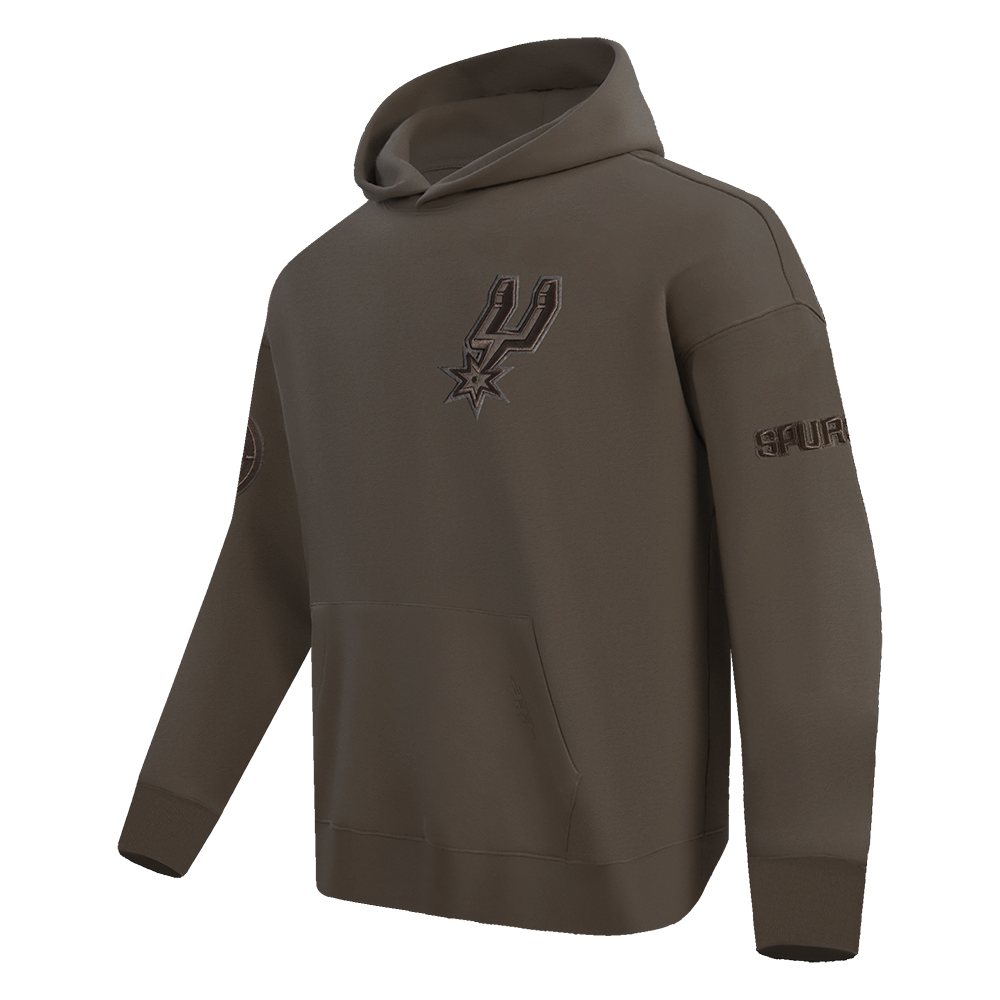 NBA SAN ANTONIO SPURS NEUTRAL MEN'S DROP SHOULDER PULLOVER HOODIE (DARK TAUPE)