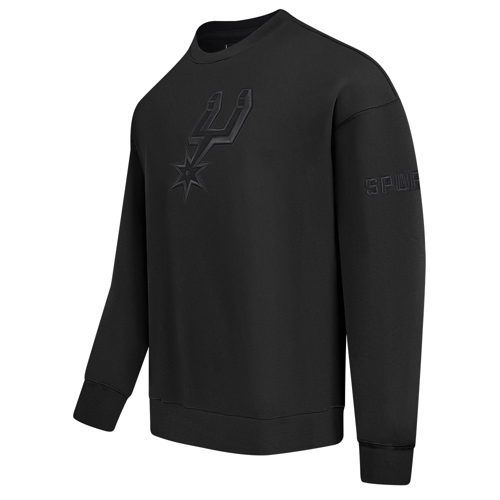 NBA SAN ANTONIO SPURS NEUTRAL MEN'S DROP SHOULDER FLC CREWNECK (BLACK)