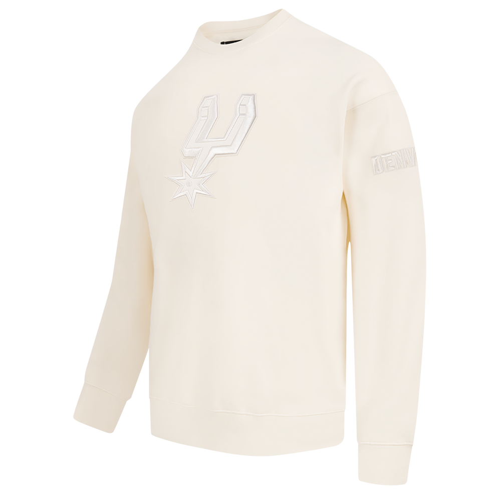 NBA SAN ANTONIO SPURS NEUTRAL MEN'S DROP SHOULDER FLC CREWNECK (EGGSHELL)