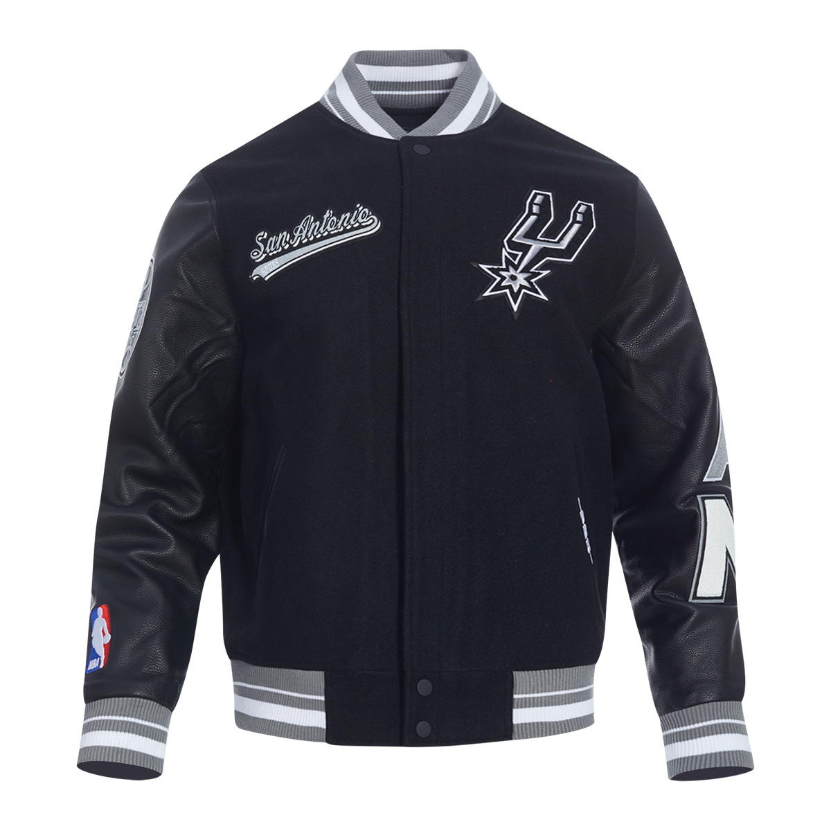 NBA SAN ANTONIO SPURS SCRIPT TAIL BLOUSON COLLÉGIAL POUR HOMME (NOIR/GRIS)