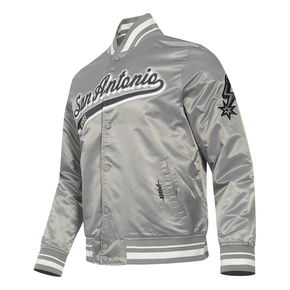 NBA SAN ANTONIO SPURS SCRIPT TAIL MEN'S SATIN JACKET (GRAY)