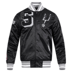 NBA SAN ANTONIO SPURS MASH UP BLOUSON EN SATIN À BORDS CÔTELÉS POUR HOMME (NOIR/GRIS)
