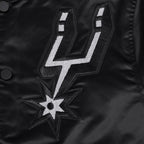 NBA SAN ANTONIO SPURS MASH UP BLOUSON EN SATIN À BORDS CÔTELÉS POUR HOMME (NOIR/GRIS)