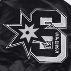 NBA SAN ANTONIO SPURS MASH UP BLOUSON EN SATIN À BORDS CÔTELÉS POUR HOMME (NOIR/GRIS)