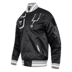 NBA SAN ANTONIO SPURS MASH UP BLOUSON EN SATIN À BORDS CÔTELÉS POUR HOMME (NOIR/GRIS)