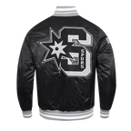 NBA SAN ANTONIO SPURS MASH UP BLOUSON EN SATIN À BORDS CÔTELÉS POUR HOMME (NOIR/GRIS)