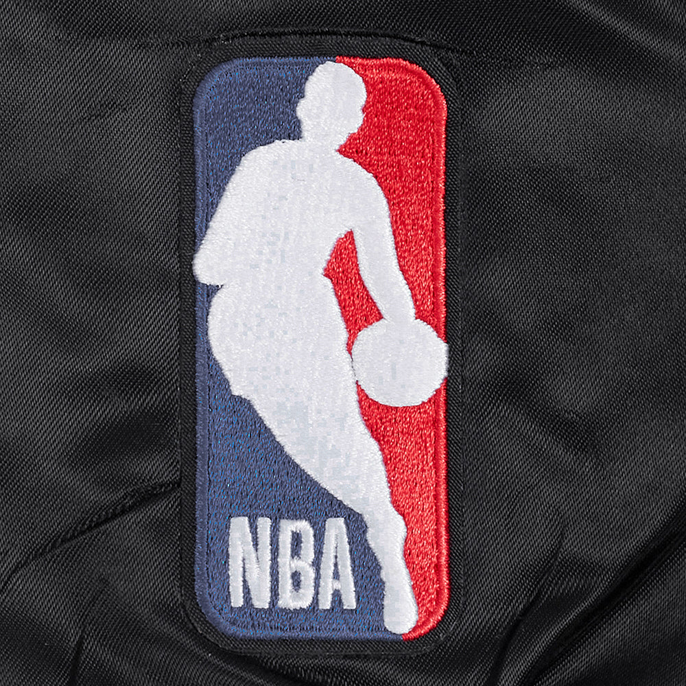 NBA SAN ANTONIO SPURS MASH UP BLOUSON EN SATIN À BORDS CÔTELÉS POUR HOMME (NOIR/GRIS)