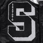 NBA SAN ANTONIO SPURS MASH UP BLOUSON EN SATIN À BORDS CÔTELÉS POUR HOMME (NOIR/GRIS)