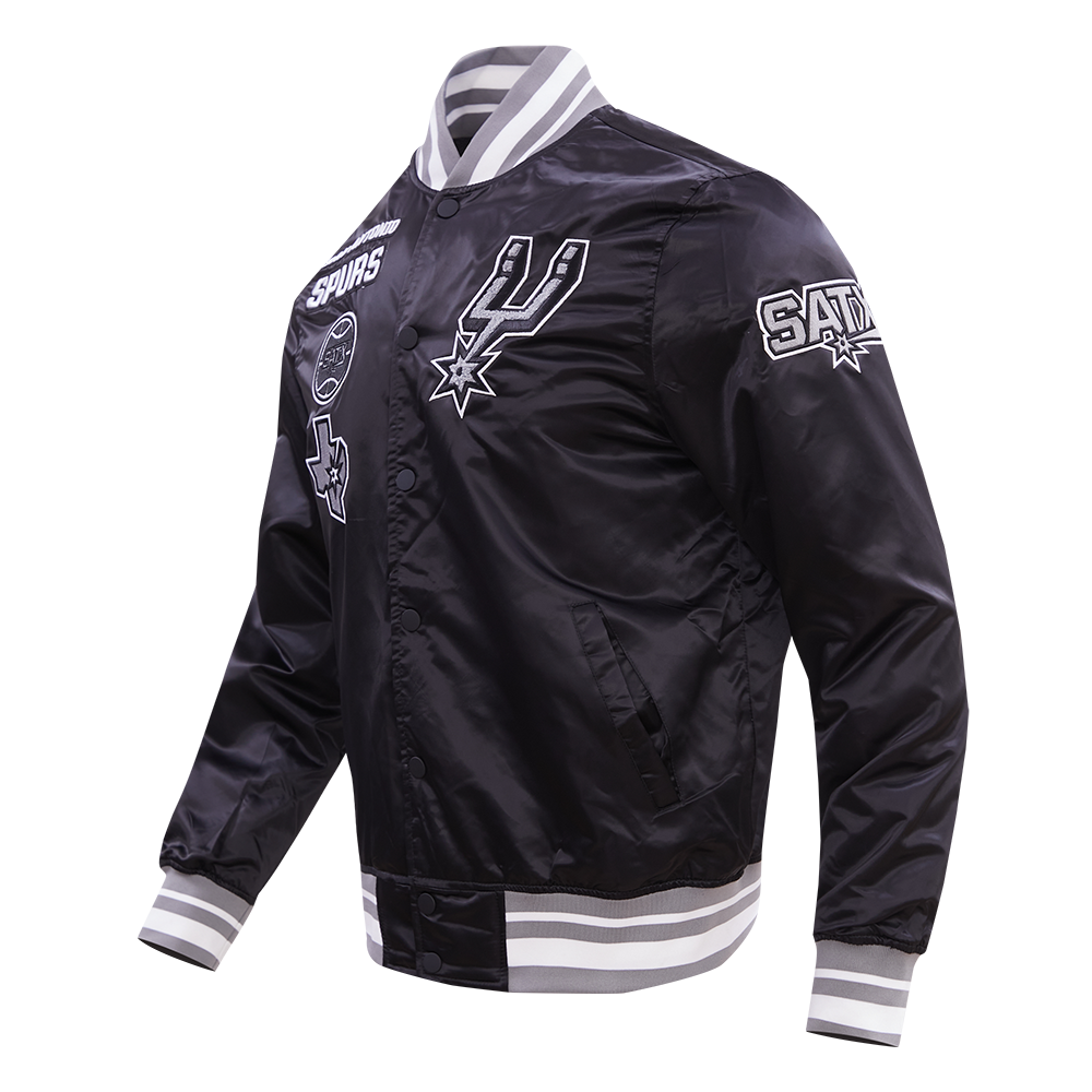 NBA SAN ANTONIO SPURS RETRO CLASSIC MEN'S RIB SATIN JACKET (BLACK/GRAY)