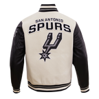 NBA SAN ANTONIO SPURS RETRO CLASSIC MEN'S RIB WOOL VARSITY JACKET (EGGSHELL/ BLACK)