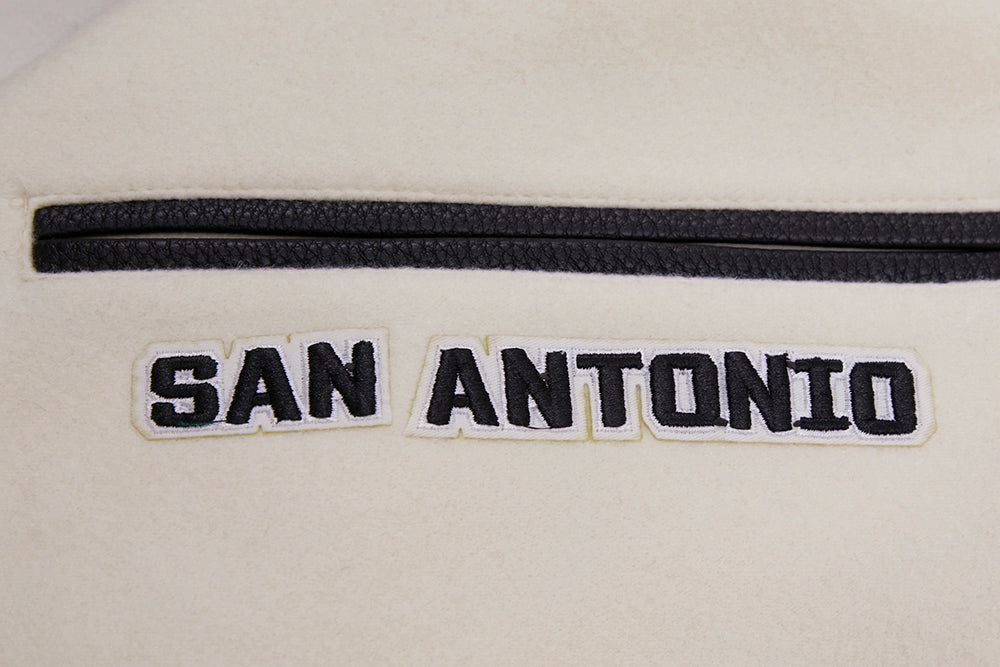 NBA SAN ANTONIO SPURS RETRO CLASSIC MEN'S RIB WOOL VARSITY JACKET (EGGSHELL/ BLACK)