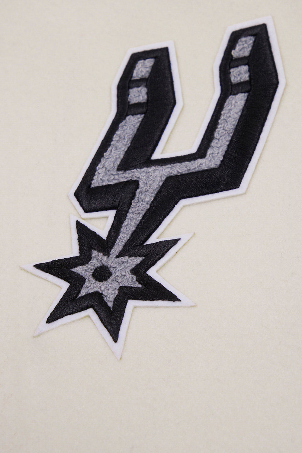 NBA SAN ANTONIO SPURS RETRO CLASSIC MEN'S RIB WOOL VARSITY JACKET (EGGSHELL/ BLACK)