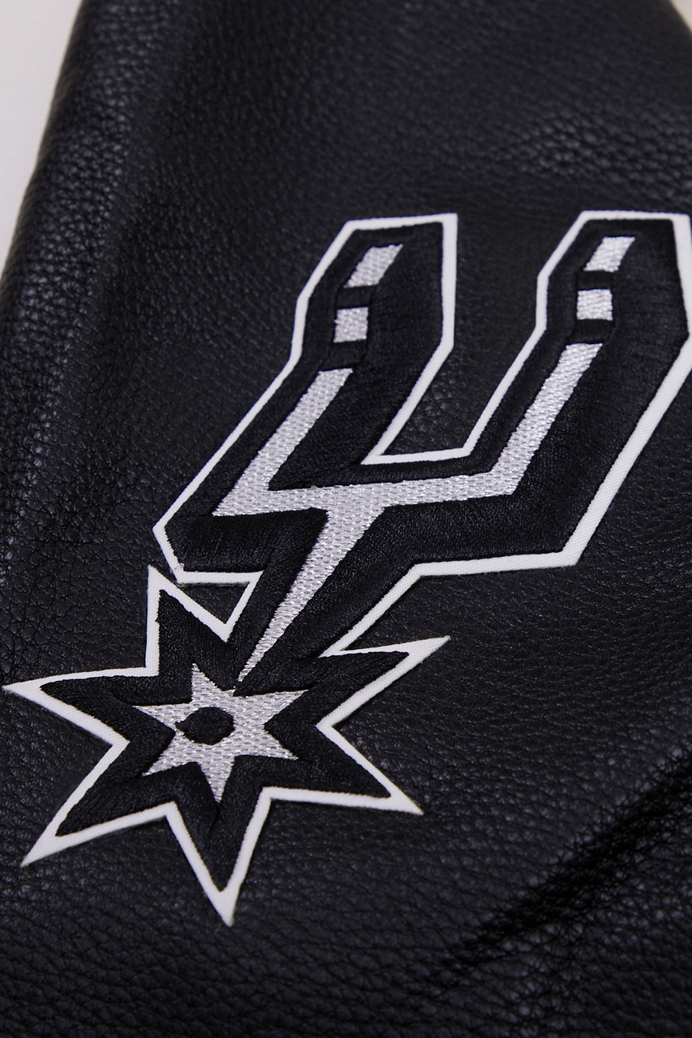 NBA SAN ANTONIO SPURS RETRO CLASSIC MEN'S RIB WOOL VARSITY JACKET (EGGSHELL/ BLACK)
