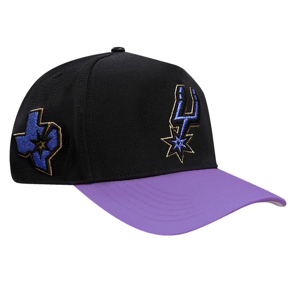 NBA SAN ANTONIO SPURS PASTELLIC 2 TONE PINCH FRONT SNAPBACK HAT (BLACK/PURPLE)