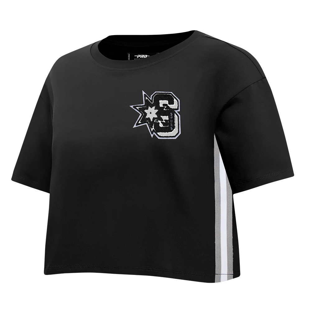 NBA SAN ANTONIO SPURS MASHUP WOMEN'S BOXY TEE (BLACK)