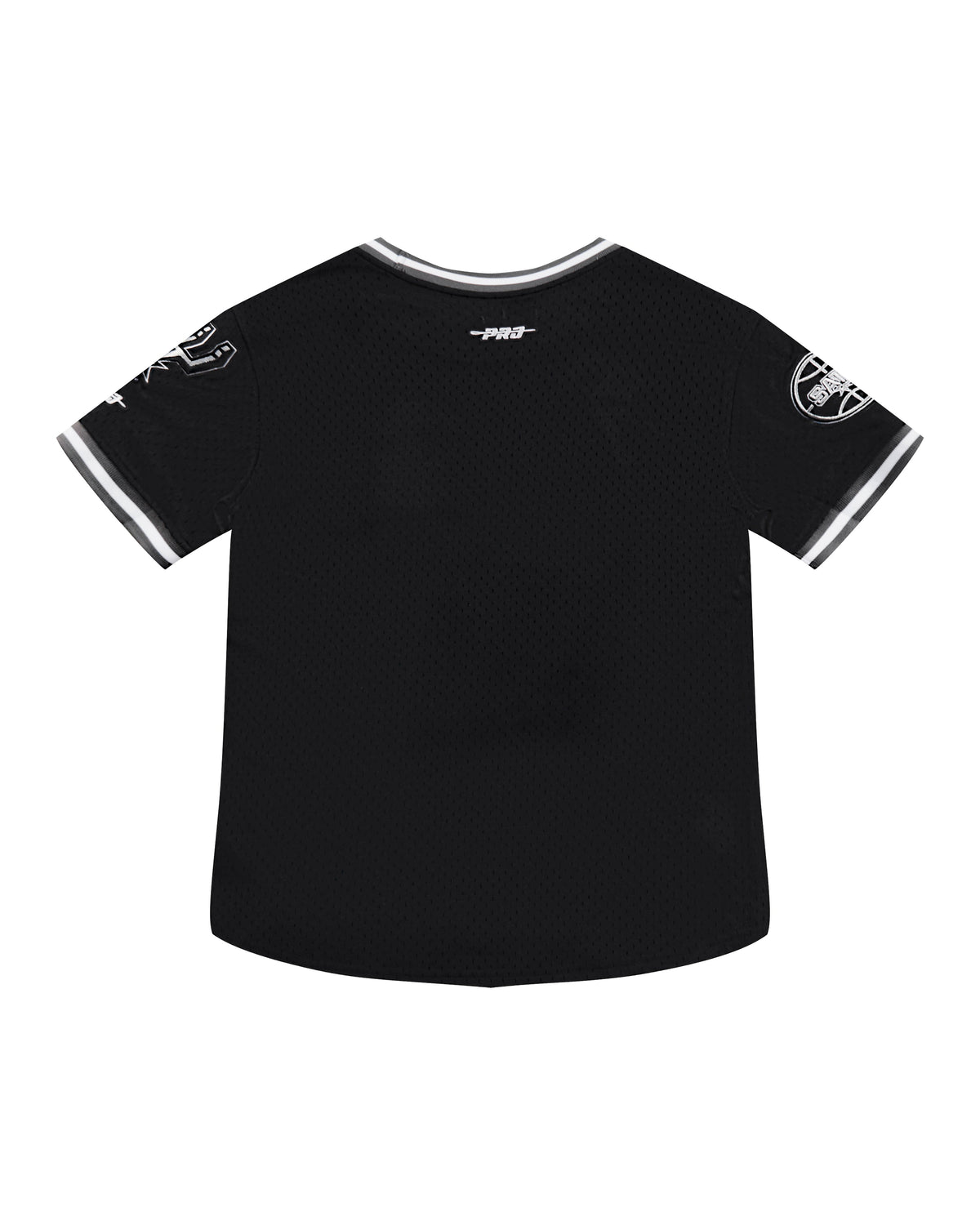 NBA SAN ANTONIO SPURS CLASSIC BIG BOY'S SHORT SLEEVE STRIPED RIB TEE (BLACK/GRAY)