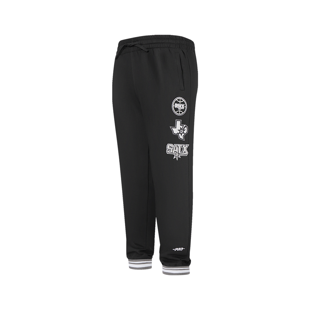 NBA SAN ANTONIO SPURS RETRO CLASSIC PANTALON OUATÉ EN MOLLETON CÔTELÉ POUR GARÇON JUNIOR (NOIR/GRIS)