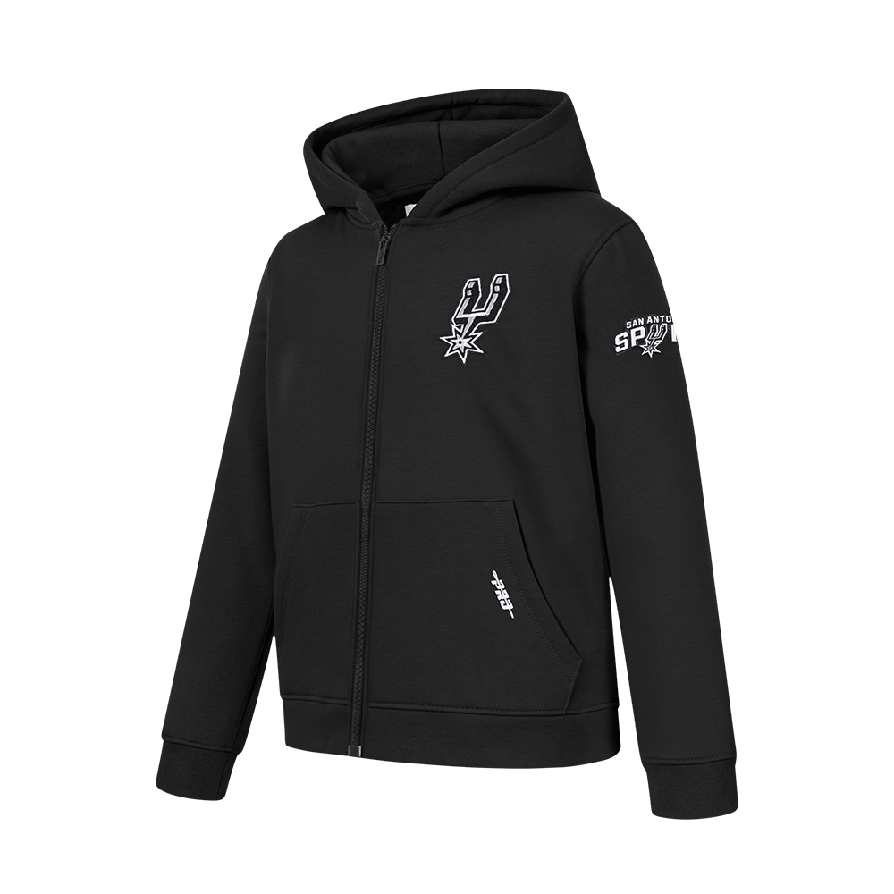 NBA SAN ANTONIO SPURS CLASSIC BIG BOYS FLEECE FULL ZIP PULLOVER HOODIE (BLACK)