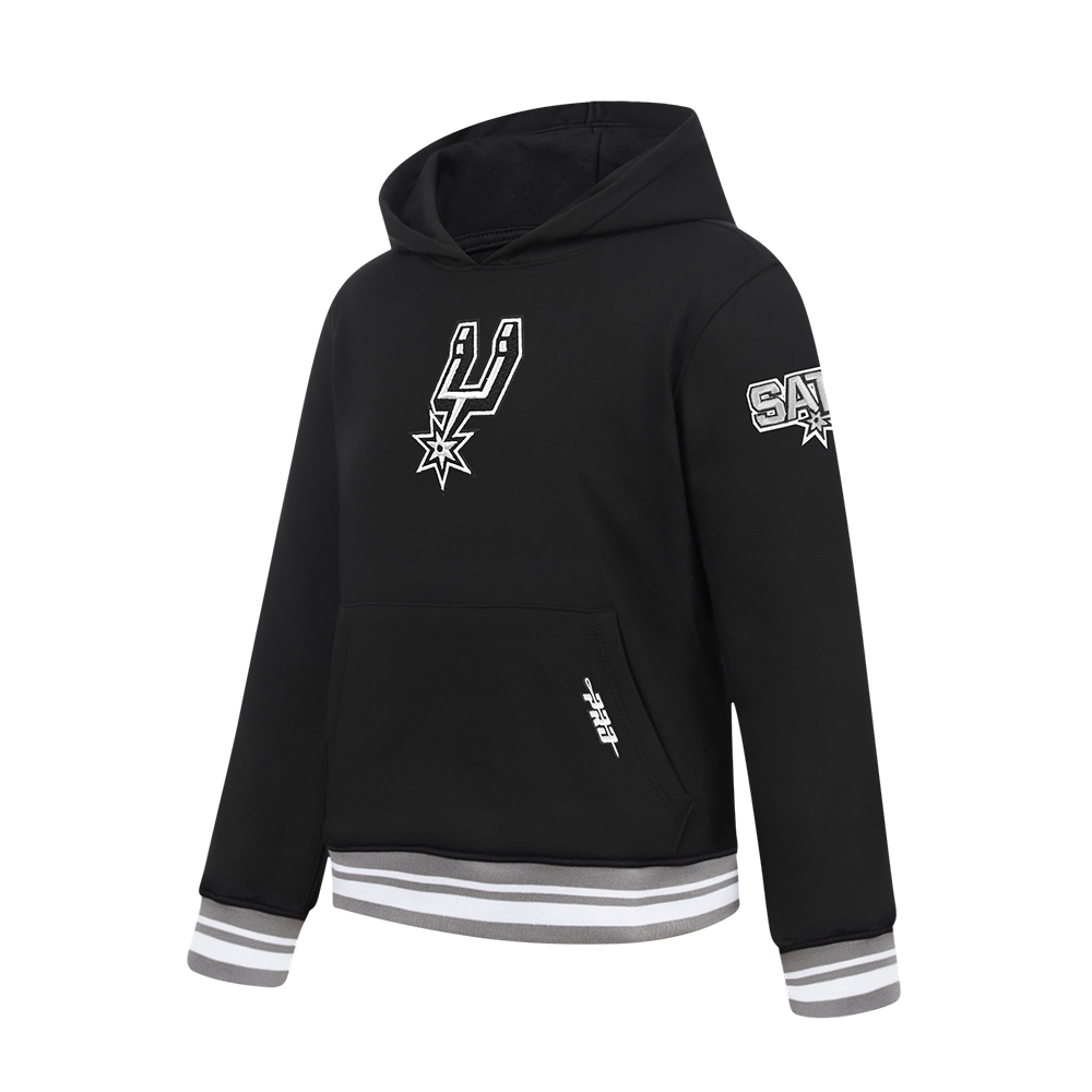 NBA SAN ANTONIO SPURS RETRO CLASSIC BIG BOY'S RIB FLEECE PULLOVER HOODIE (BLACK/GRAY)