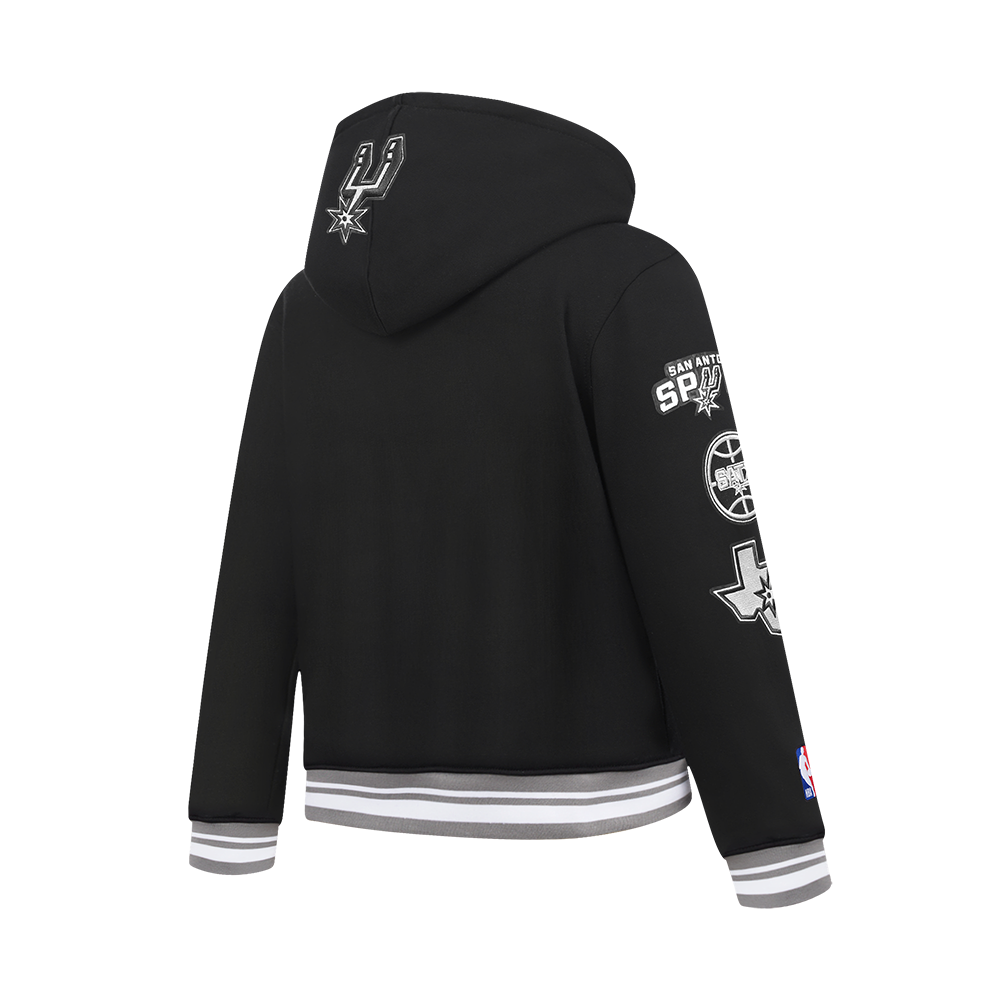 NBA SAN ANTONIO SPURS RETRO CLASSIC CHANDAIL À CAPUCHON EN MOLLETON CÔTELÉ POUR GARÇON JUNIOR (NOIR/GRIS)