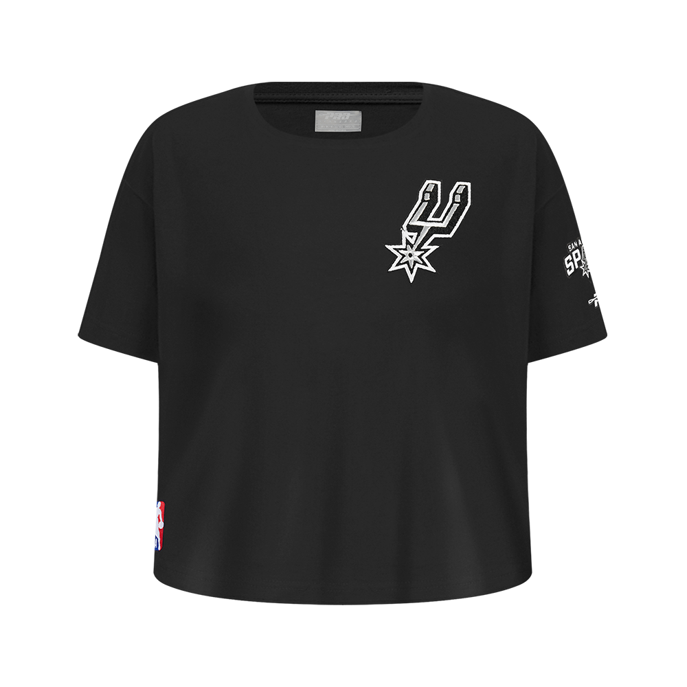 NBA SAN ANTONIO SPURS CLASSIC BIG GIRL'S SHORT SLEEVE BOXY TEE (BLACK)