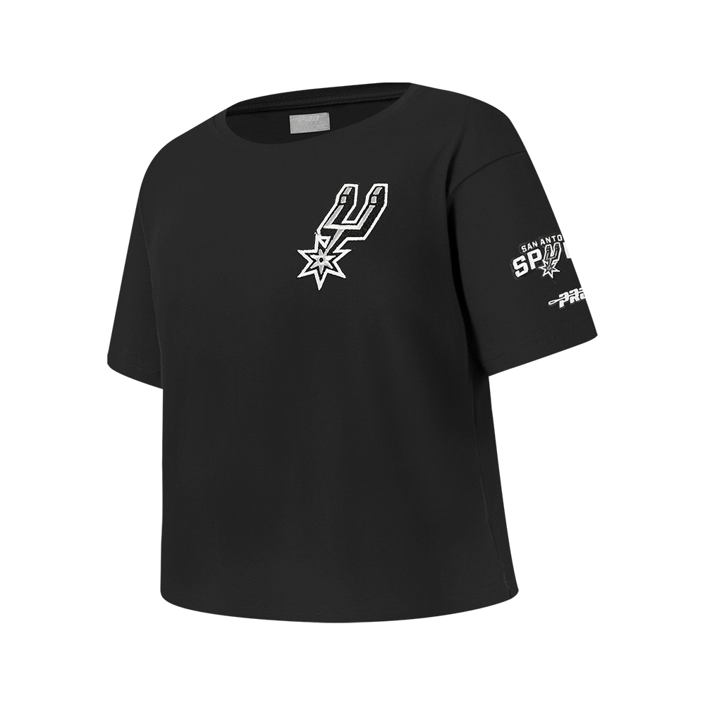 NBA SAN ANTONIO SPURS CLASSIC BIG GIRL'S SHORT SLEEVE BOXY TEE (BLACK)