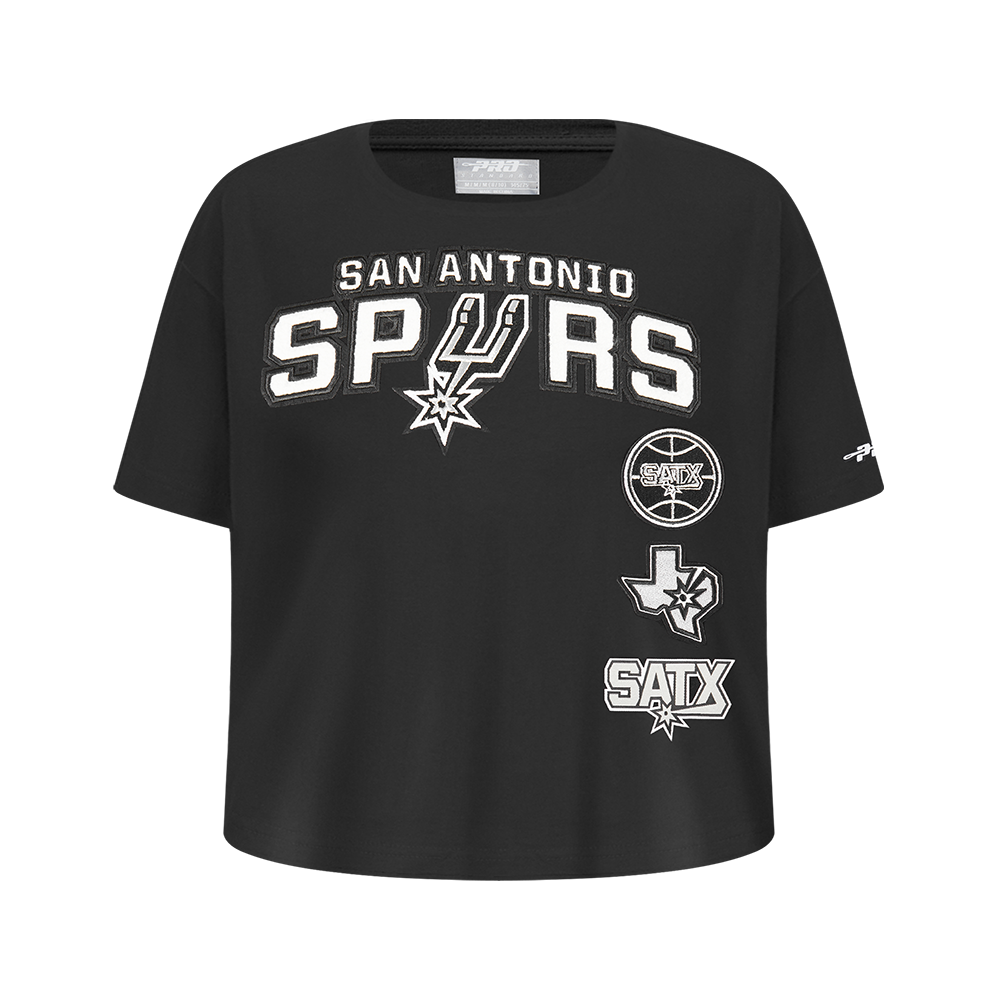 NBA SAN ANTONIO SPURS RETRO CLASSIC BIG GIRL'S SHORT SLEEVE BOXY TEE (BLACK)