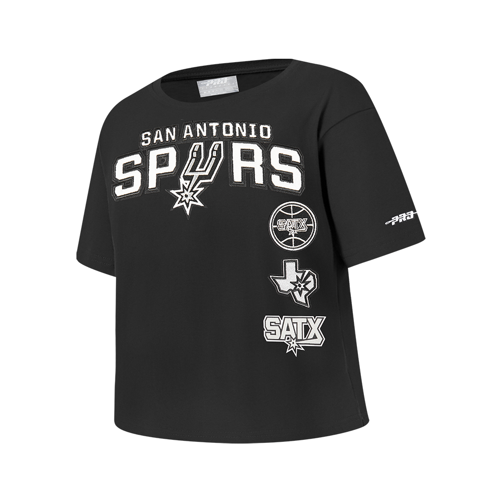 NBA SAN ANTONIO SPURS RETRO CLASSIC BIG GIRLS SHORT SLEEVE BOXY TEE (BLACK)